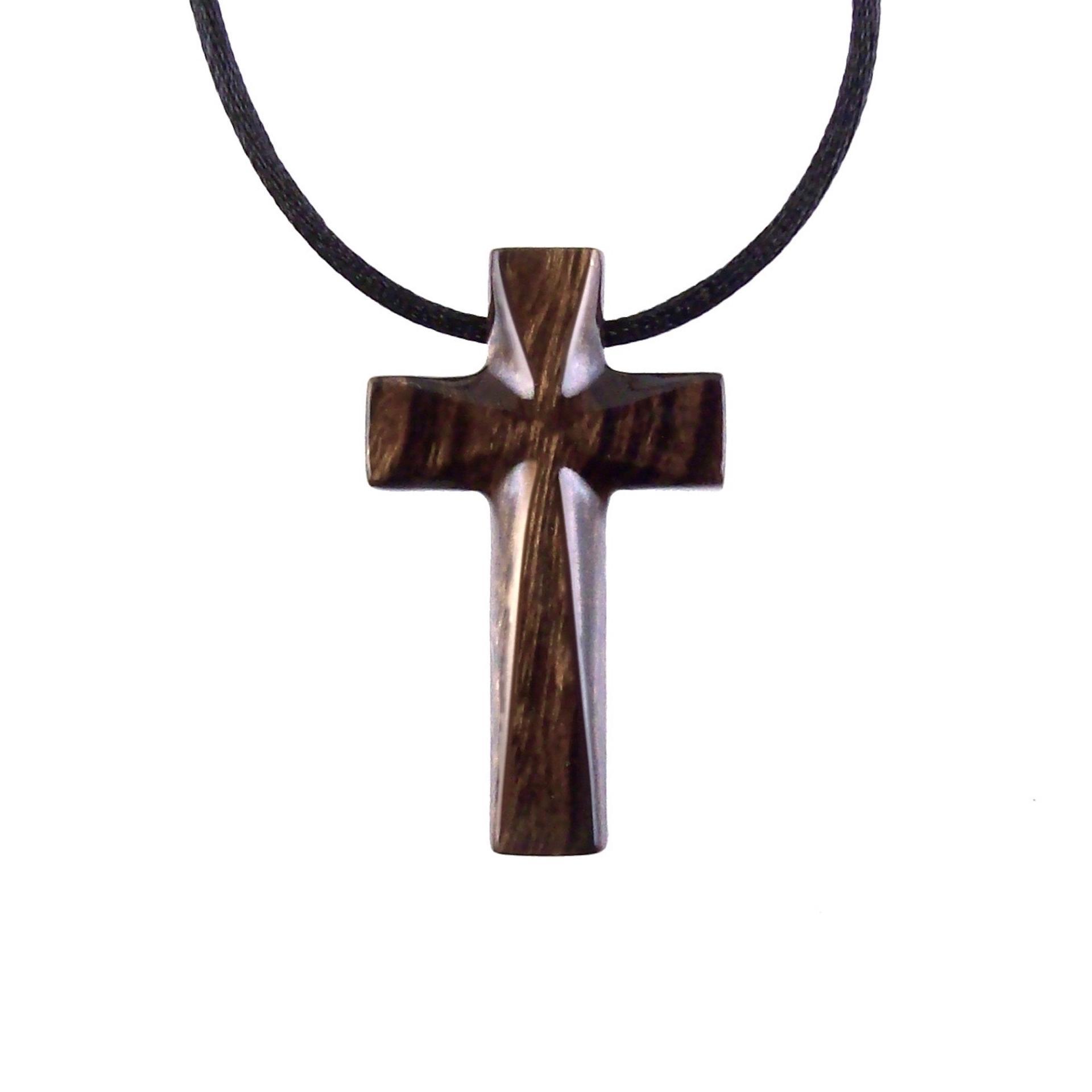 Hand Carved Wooden Cross Pendant, Mens Wood Cross Necklace, Handmade Christian Jewelry, One of a Kind Gift for Him
