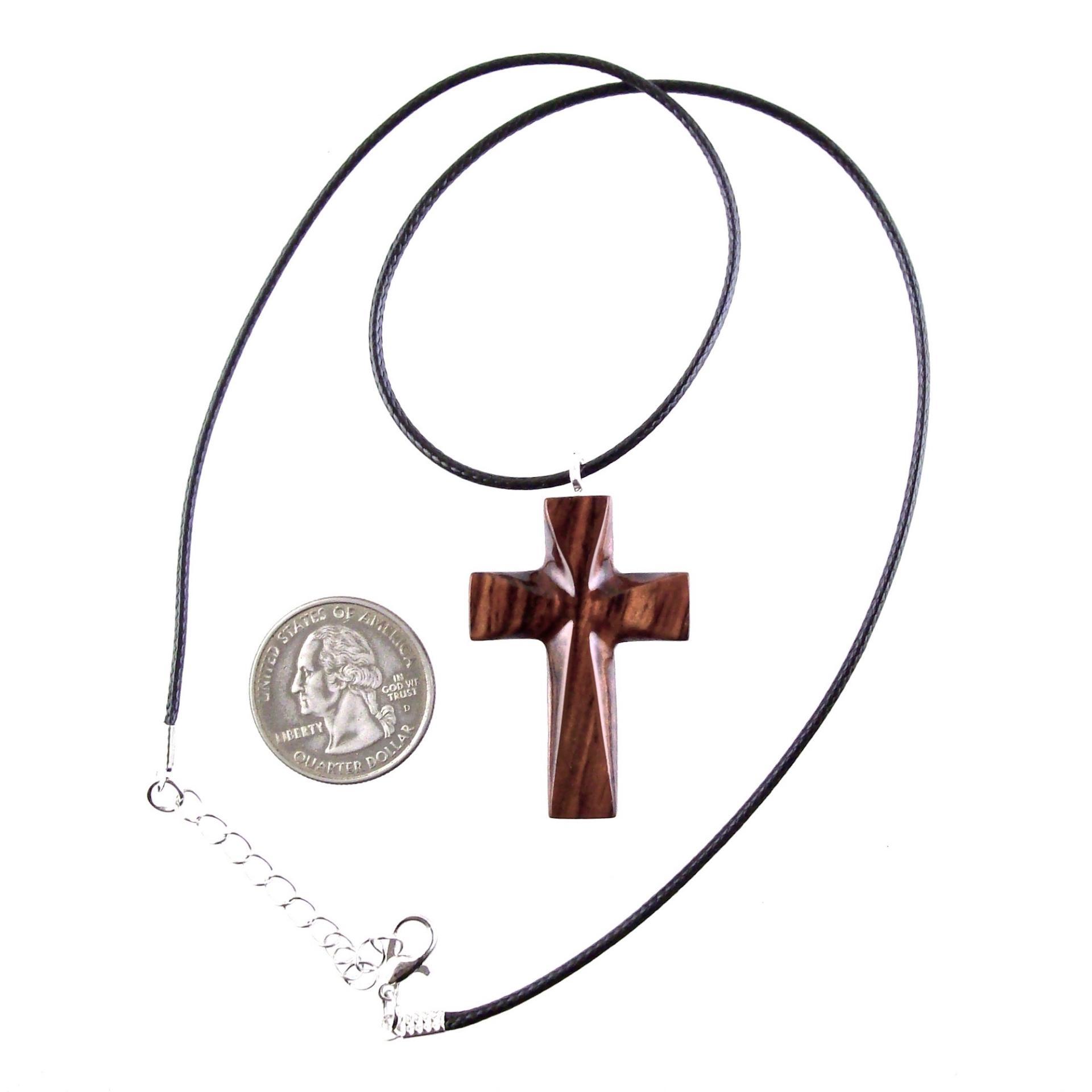 Wooden Cross Necklace, Hand Carved Wood Cross Pendant, Christian Jewelry for Men Women, Gift for Him or Her