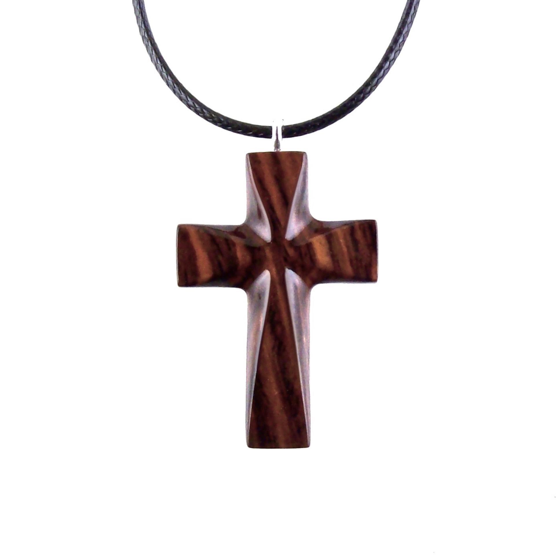 Wooden Cross Necklace, Hand Carved Wood Cross Pendant, Christian Jewelry for Men Women, Gift for Him or Her
