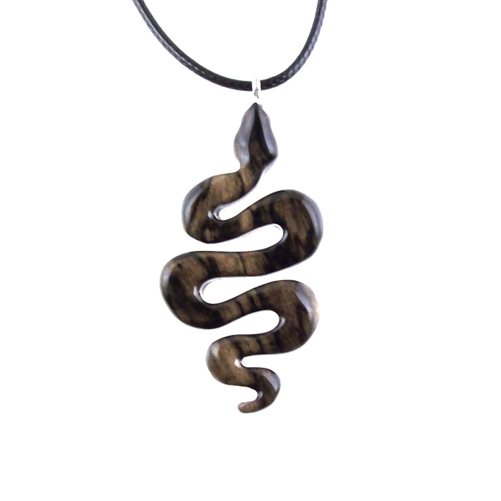 Hand Carved Wooden Snake Pendant, Snake Necklace for Men or Women, Spirit Animal Totem Reptile Wood Jewelry