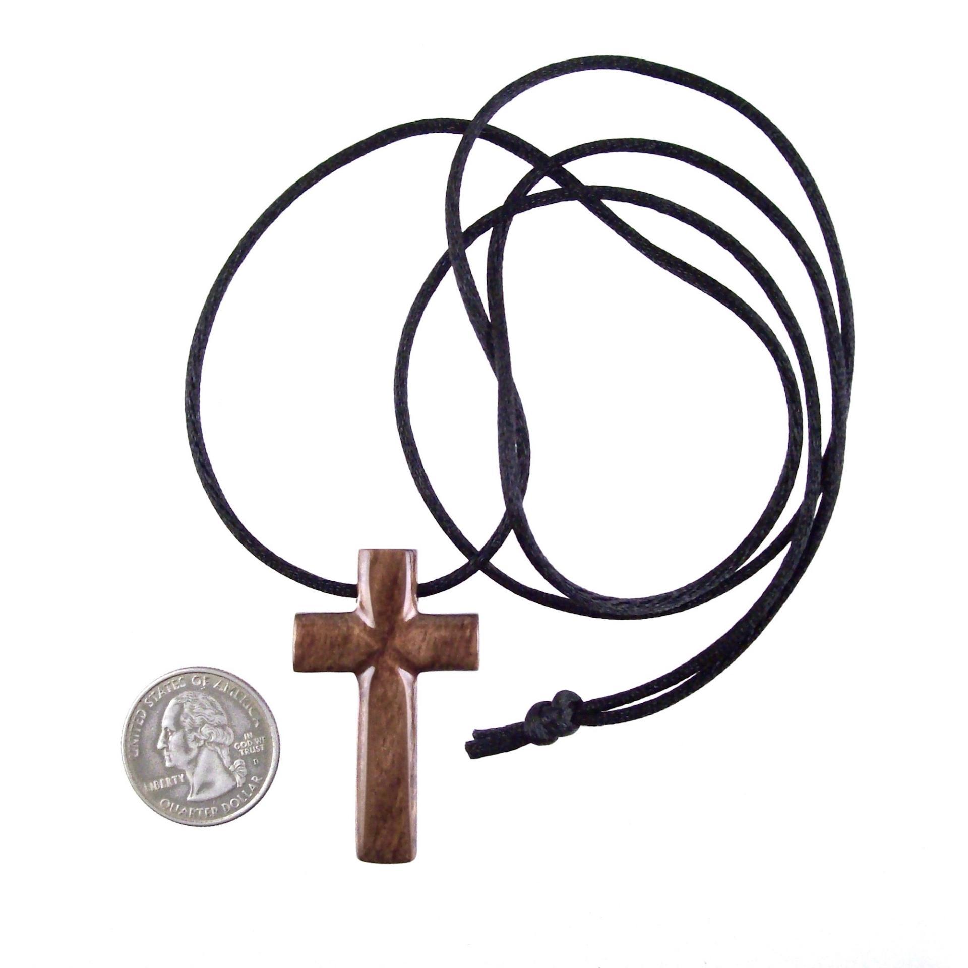 Wooden Cross Necklace, Hand Carved Cross Pendant, Mens Christian Wood Jewelry, One of a Kind Gift for Him