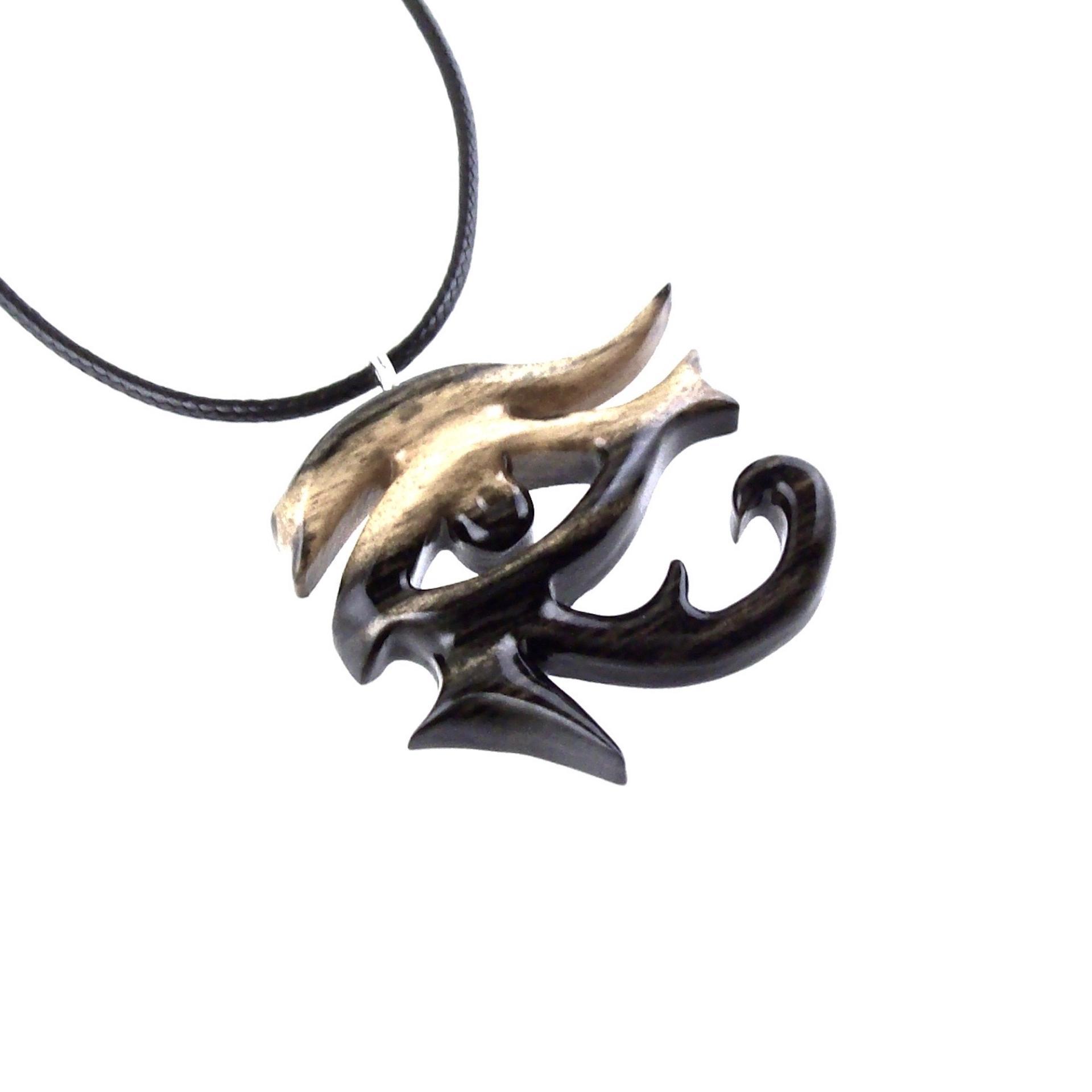 Eye of Horus Necklace, Hand Carved Wooden Eye of Horus Pendant, Eye of Ra Egyptian Amulet for Men or Women