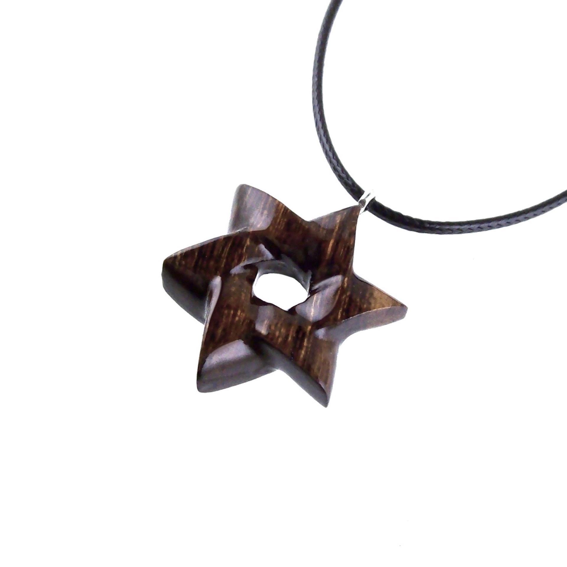Wooden Star of David Pendant, Hand Carved Jewish Star Necklace, Wood Jewelry for Men or Women, One of a Kind Gift