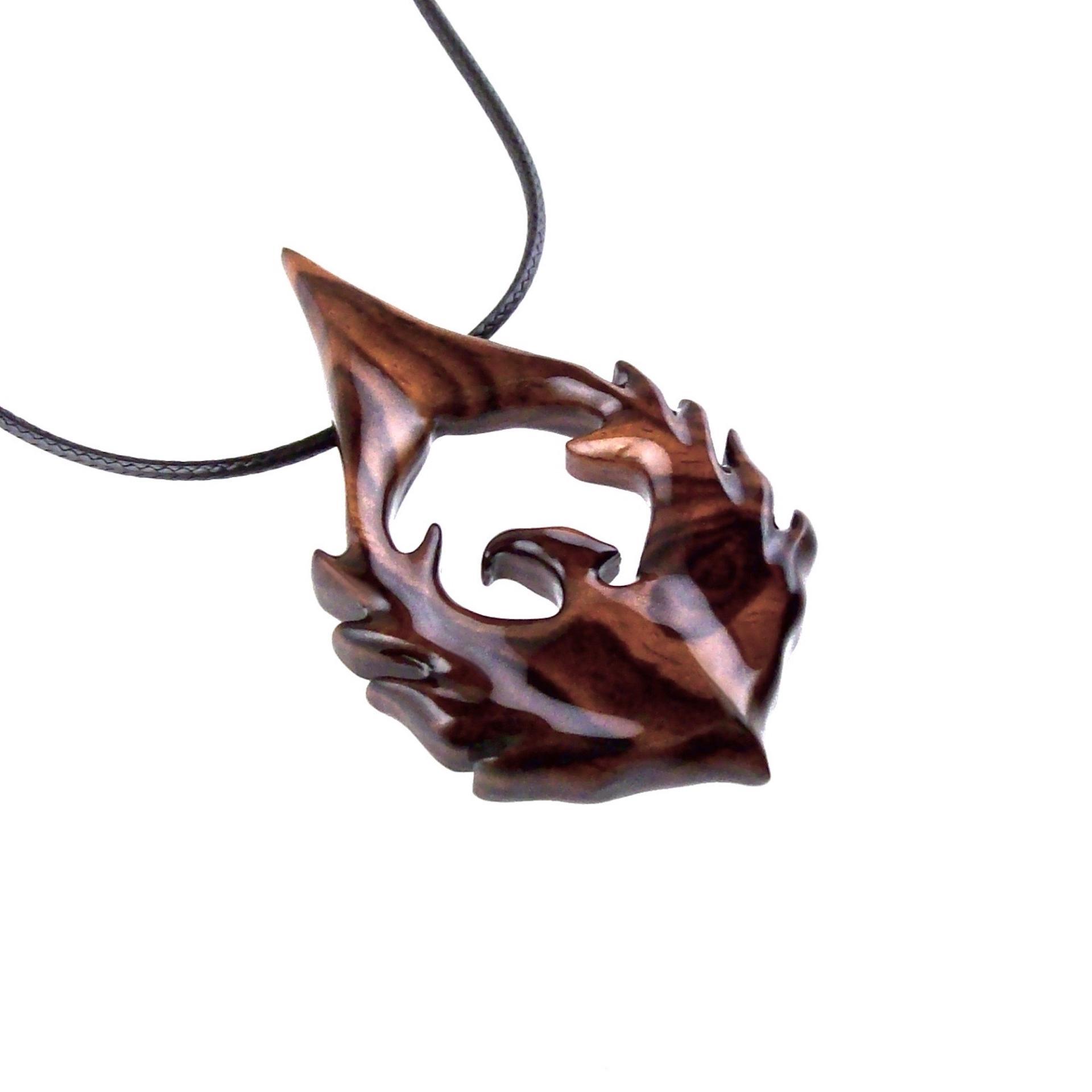 Phoenix Necklace for Men or Women, Hand Carved Wooden Phoenix Rising Pendant, Wood Firebird Necklace, Inspirational Jewelry Gift for Him Her