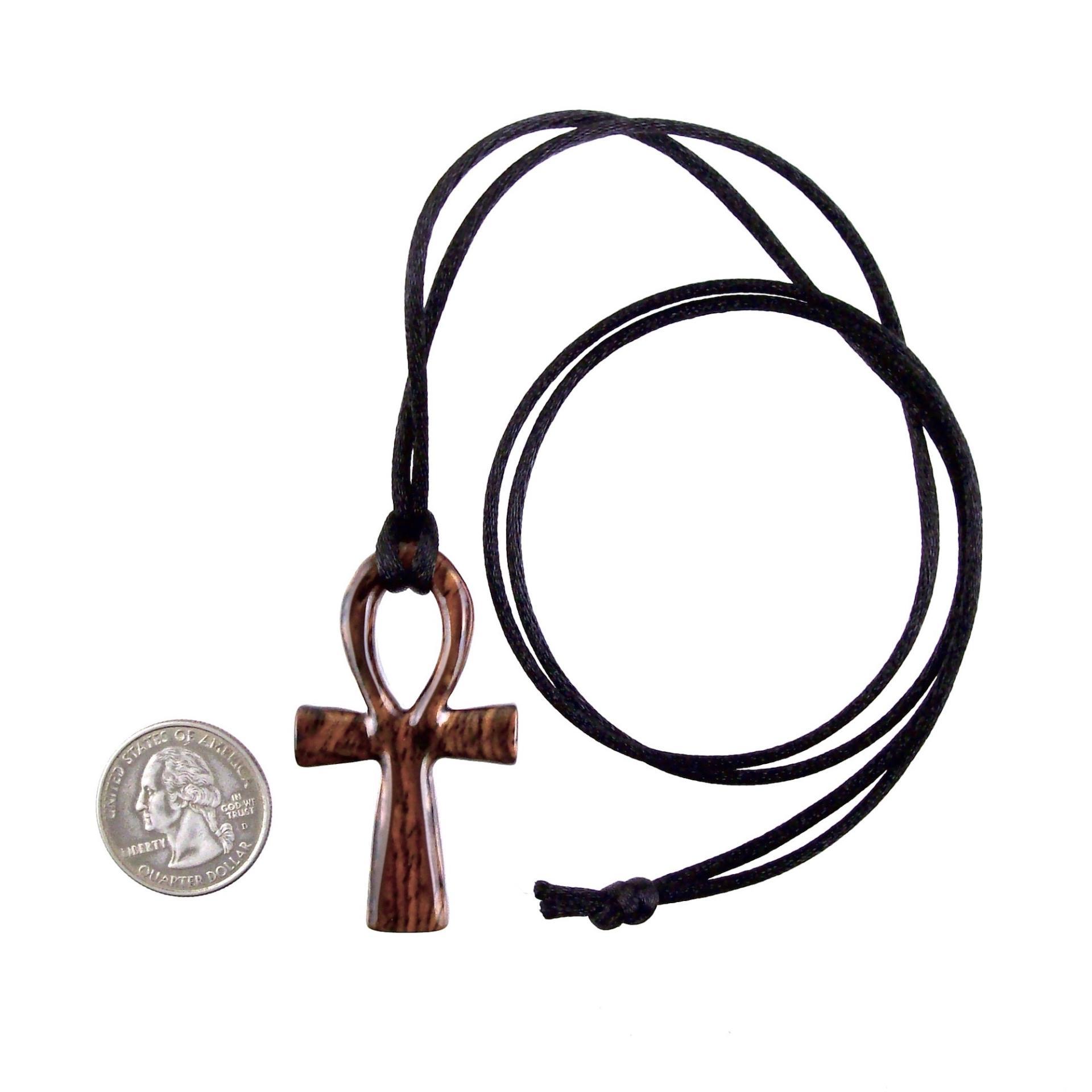 Wooden Ankh Pendant, Hand Carved Egyptian Ankh Cross Necklace for Men or Women, African Wood Jewelry Gift for Him Her