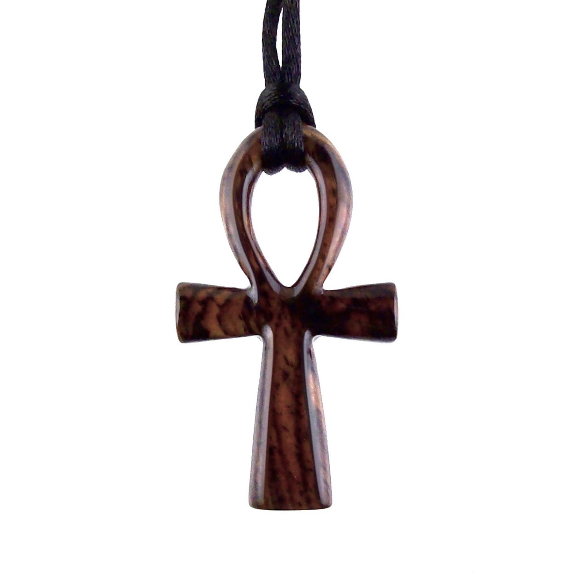 Wooden Ankh Pendant, Hand Carved Egyptian Ankh Cross Necklace for Men or Women, African Wood Jewelry Gift for Him Her