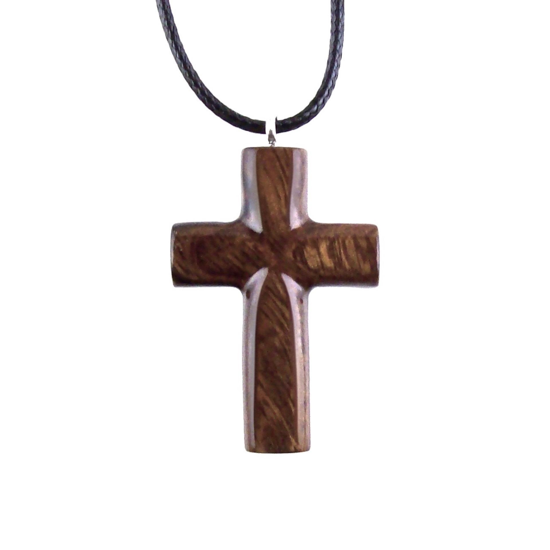 Wood Cross Necklace, Hand Carved Wooden Cross Pendant, One of a Kind Handmade Christian Jewelry for Men or Women