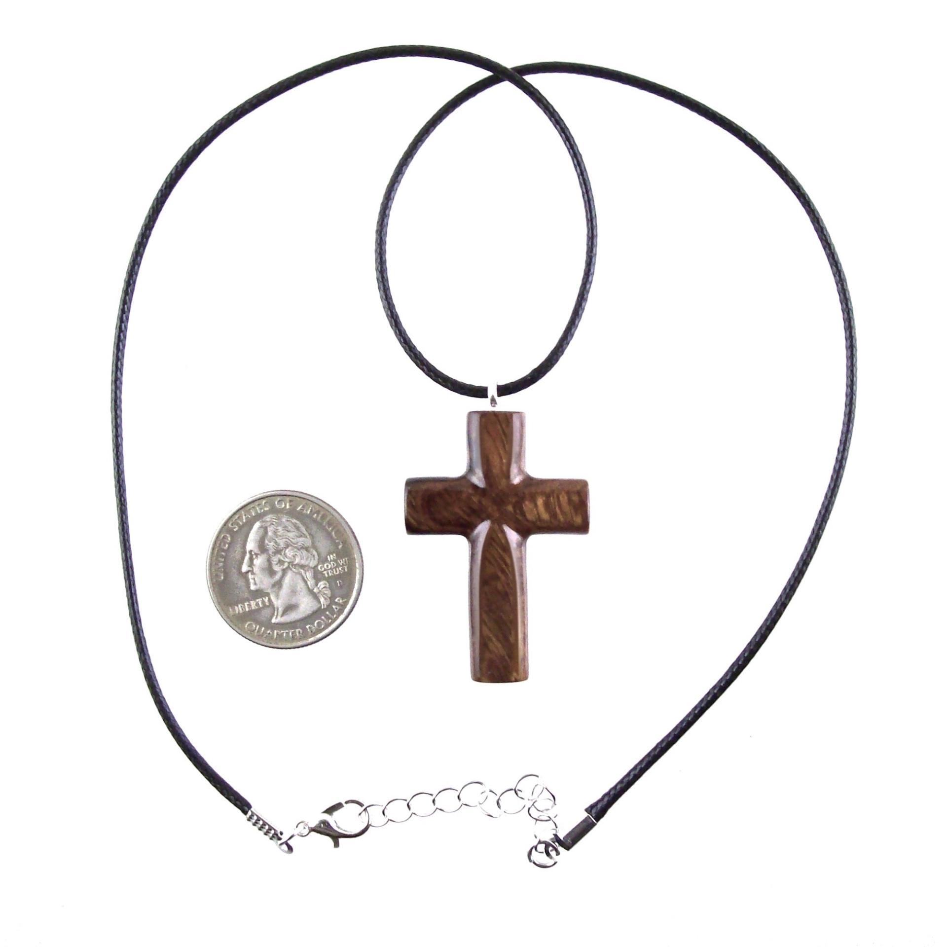 Wood Cross Necklace, Hand Carved Wooden Cross Pendant, One of a Kind Handmade Christian Jewelry for Men or Women