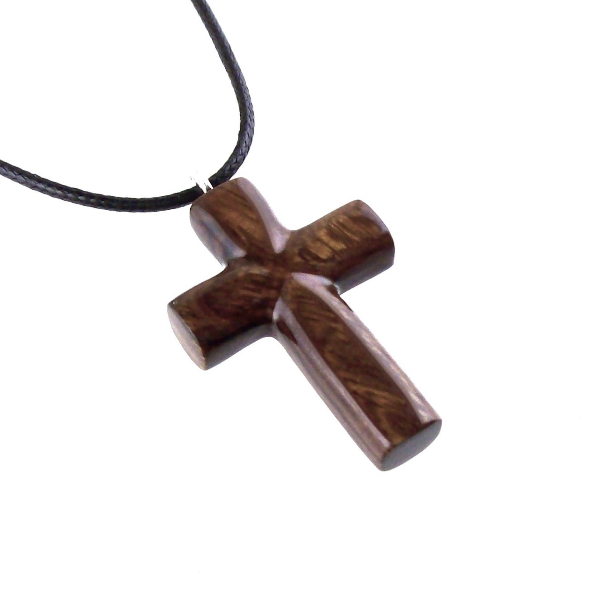 Wood Cross Necklace, Hand Carved Wooden Cross Pendant, One of a Kind Handmade Christian Jewelry for Men or Women