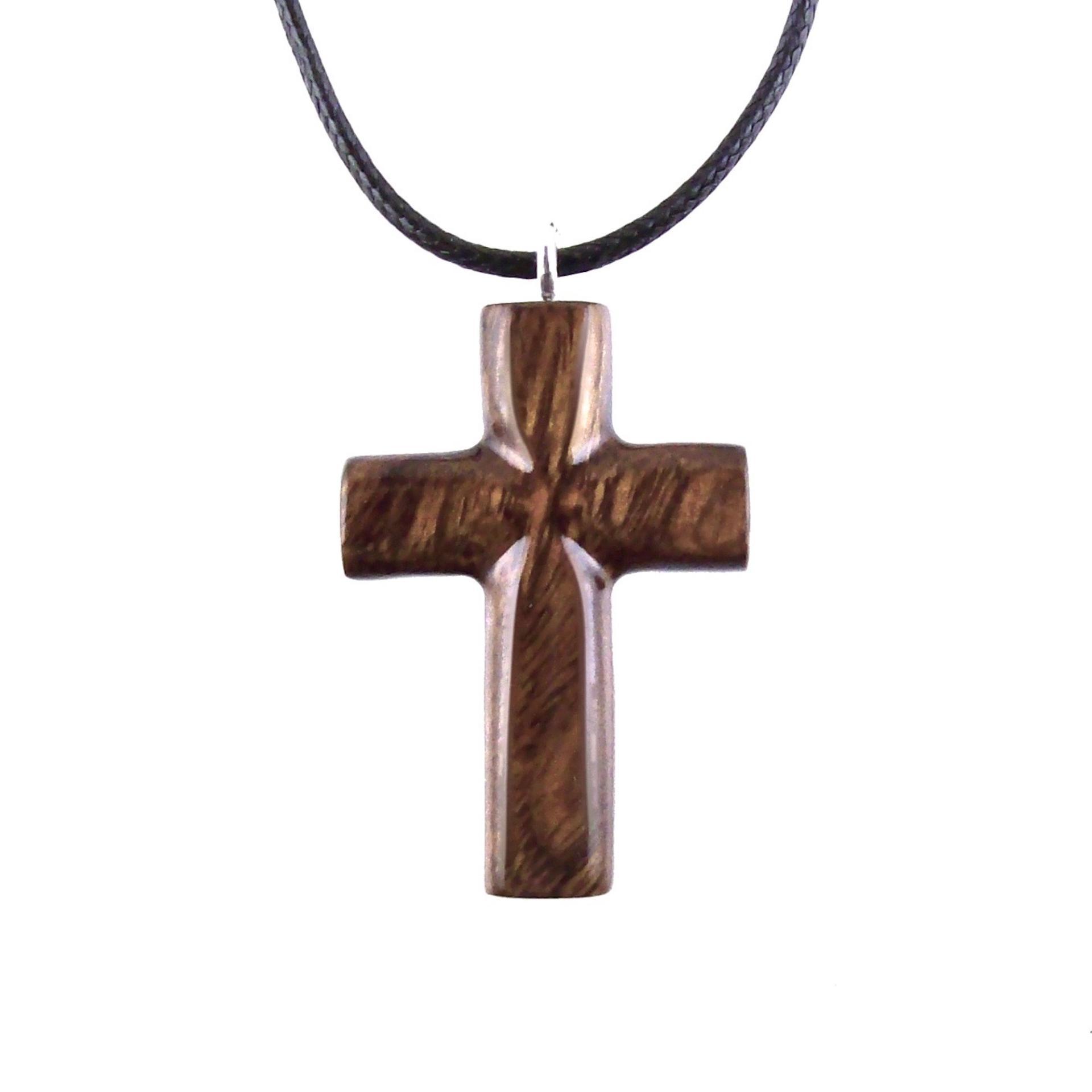 Wood Cross Necklace, Hand Carved Wooden Cross Pendant, One of a Kind Handmade Christian Jewelry for Men or Women