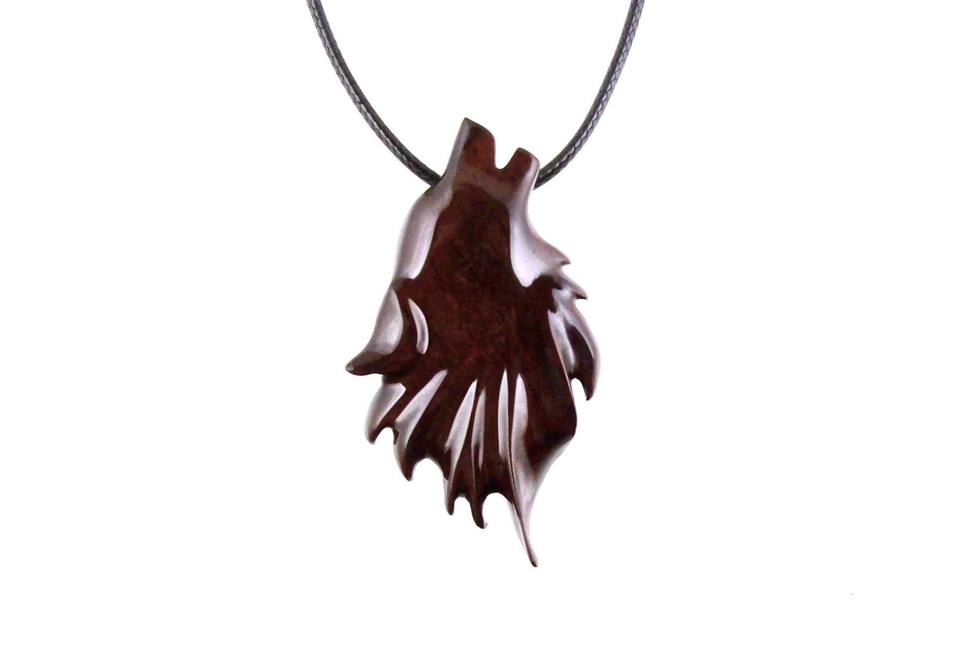 Wolf Pendant Wooden Wolf Necklace Hand Carved Wood Spirit Animal Totem Woodland Jewelry for Men or Women One of a Kind Gift
