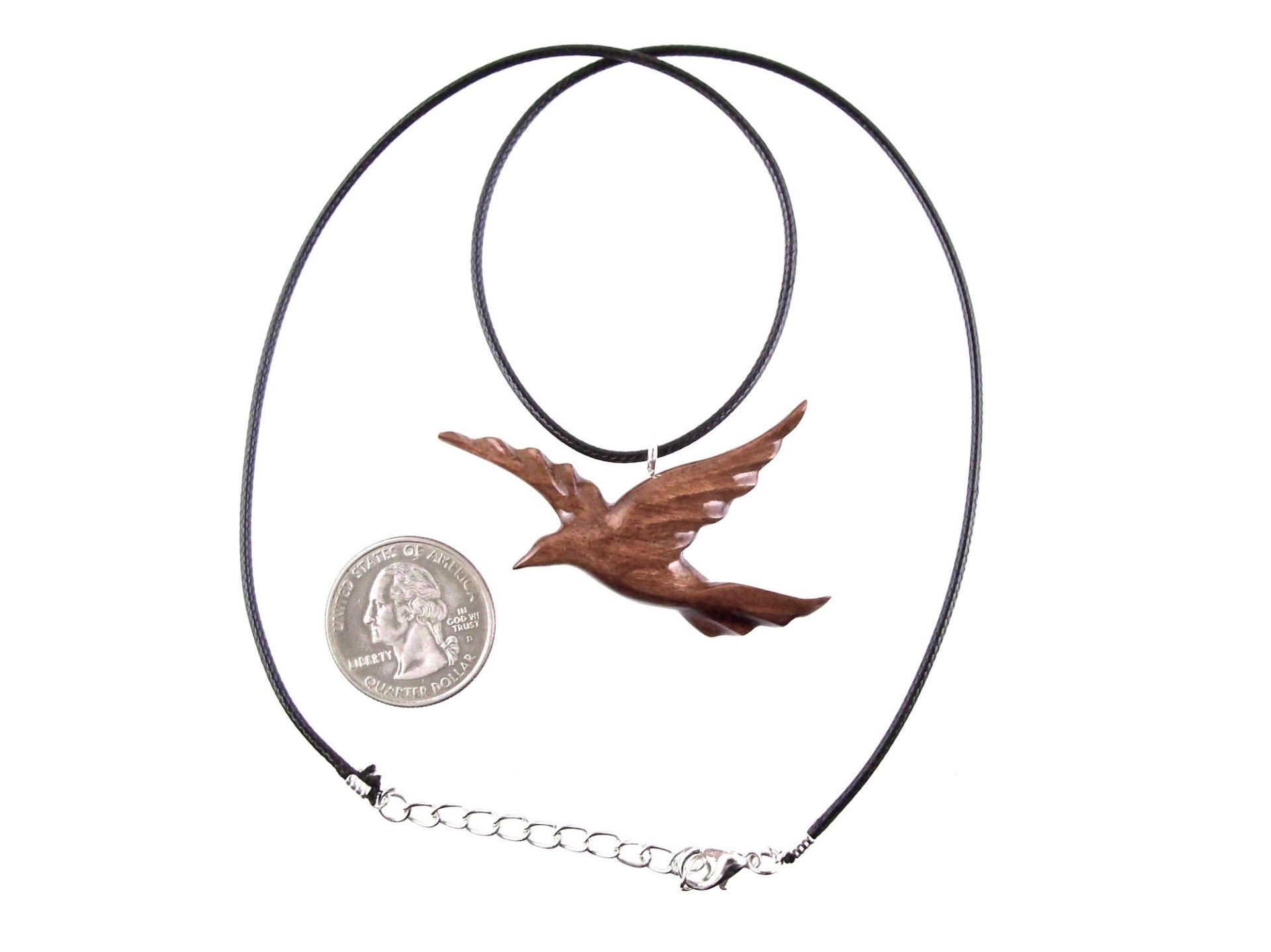Hand Carved Wooden Dove Pendant, Flying Bird Necklace, One of a Kind Wood Jewelry Gift for Her