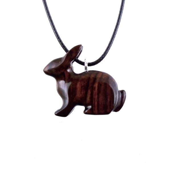 Wooden Rabbit Pendant, Bunny Necklace, Hand Carved Wood Animal Pendant, Spirit Animal Totem Pet Jewelry