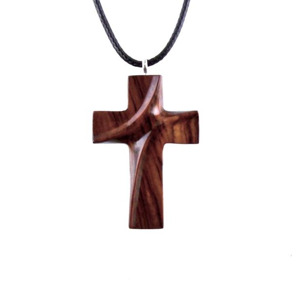 Wood Cross Necklace, Hand Carved Wooden Cross Pendant, Christian Jewelry for Men or Women, One of a Kind Gift for Her Him