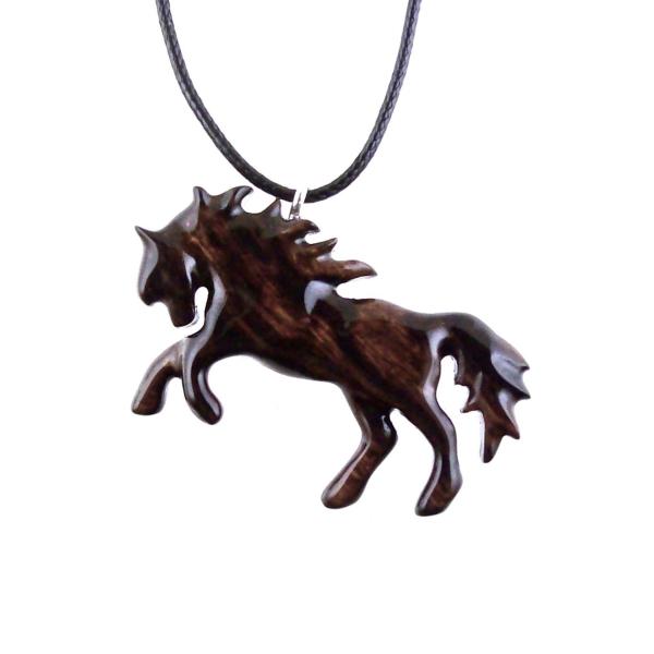 Horse Necklace, Hand Carved Wooden Horse Pendant for Men or Women, Equine Jewelry, Spirit Animal Wood Pendant