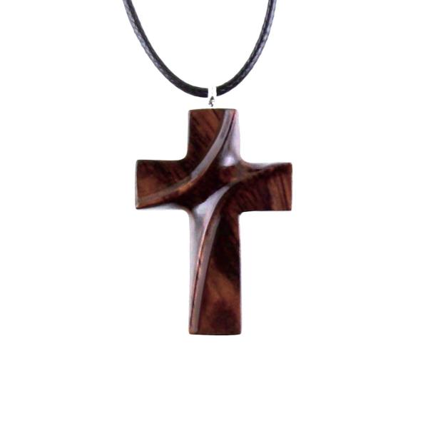 Wood Cross Necklace, Hand Carved Wooden Cross Pendant, Christian Jewelry for Men or Women, One of a Kind Gift for Her Him