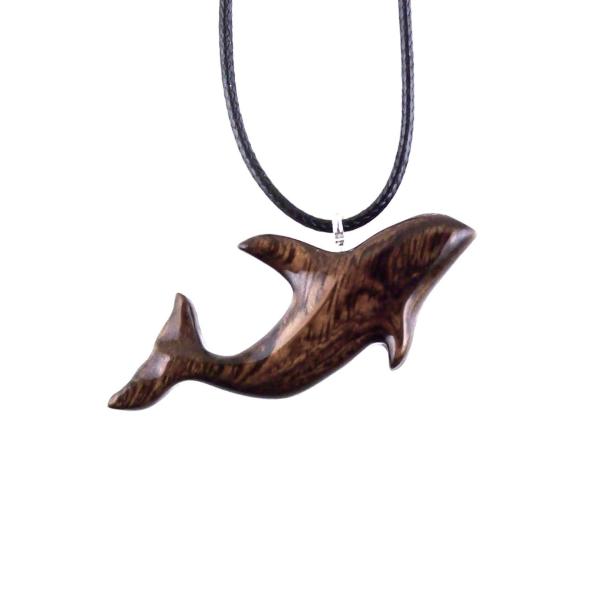 Hand Carved Orca Pendant, Wooden Whale Necklace, Sea Animal Pendant, Nautical Necklace for Men or Women, Wood Jewelry