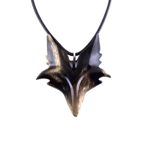 Celtic Fox Necklace, Hand Carved Wooden Fox Pendant for Men or Women, Totem Spirit Animal Gift for Him or Her, Wood Jewelry