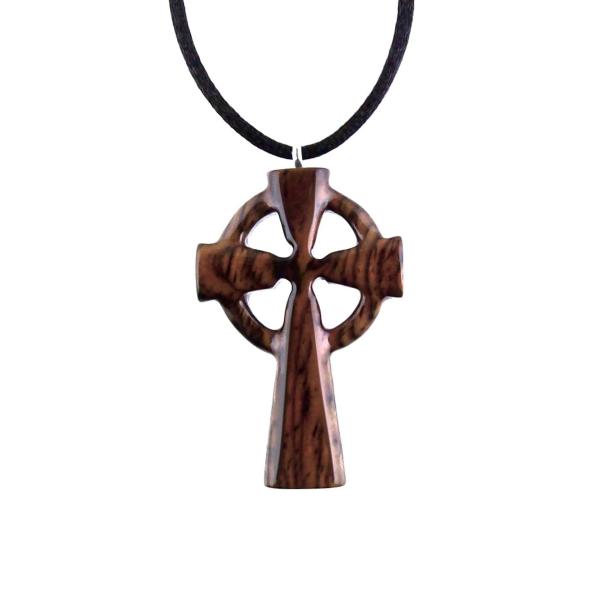 Wooden Celtic Cross Pendant, Hand Carved Celtic Cross Necklace, Wood Cross Necklace Gift for Him, Irish Christian Jewelry