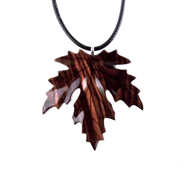 Hand Carved Wooden Leaf Pendant, Maple Leaf Necklace, Woodland Jewelry for Men or Women, Wood Jewelry Gift for Him Her