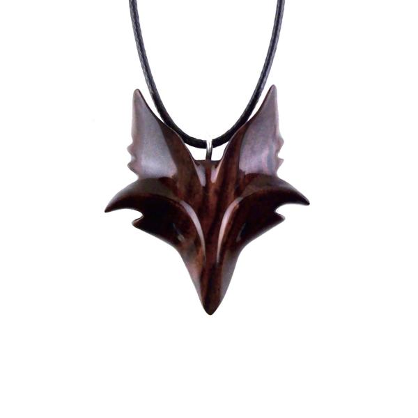 Hand Carved Wooden Fox Pendant, Celtic Fox Necklace for Men or Women, Totem Spirit Animal, Woodland Jewelry Gift for Her or Him