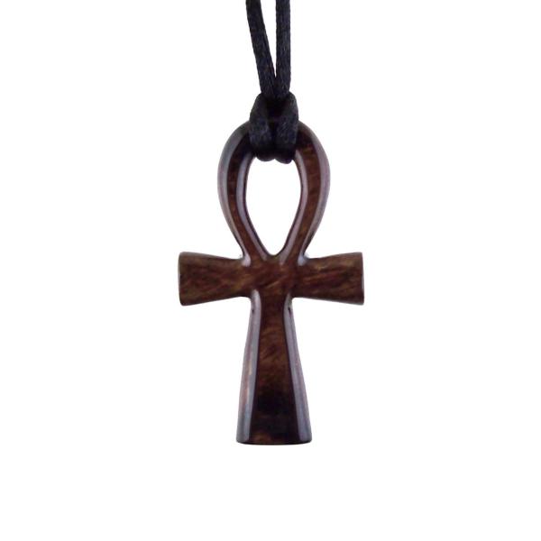 Ankh Necklace, Hand Carved Wooden Ankh Pendant for Men or Women, Egyptian Cross Necklace, Egyptian Jewelry Gift for Him Her