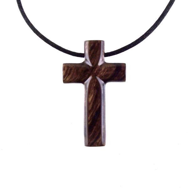 Wood Cross Necklace, Hand Carved Wooden Cross Pendant, Christian Jewelry for Men, One of a Kind Gift for Him