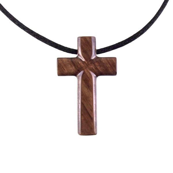 Wooden Cross Necklace, Hand Carved Cross Pendant, Mens Christian Wood Jewelry, One of a Kind Gift for Him