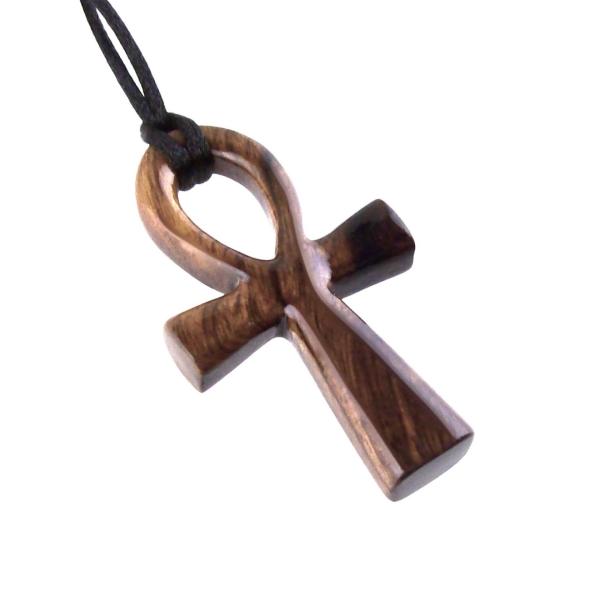 Large Ankh Pendant, Wood Egyptian Ankh Necklace, Wooden Cross Ankh Pendant, Mens African Jewelry, Gift for Him