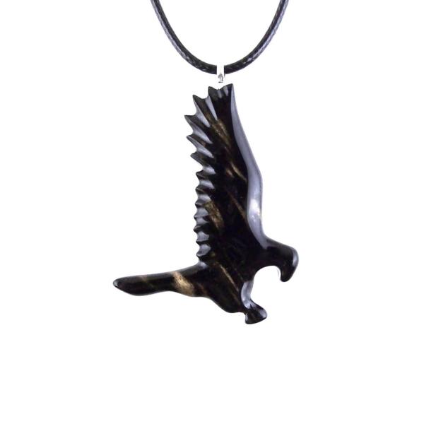 Hawk Necklace, Hand Carved Wooden Hawk Pendant for Men or Women, Wood Falcon Pendant, Totem Bird Jewelry