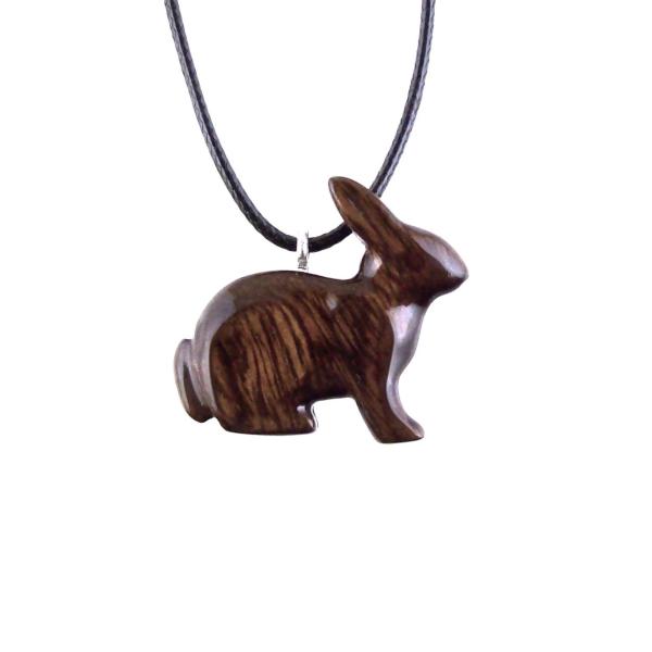 Bunny Necklace, Hand Carved Wooden Rabbit Pendant, Pet Animal Necklace, Wood Jewelry, One of a Kind Gift for Her