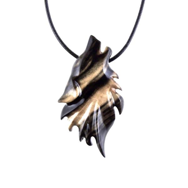 Wolf Necklace, Hand Carved Wooden Wolf Pendant for Men or Women, Spirit Animal Totem Woodland Jewelry