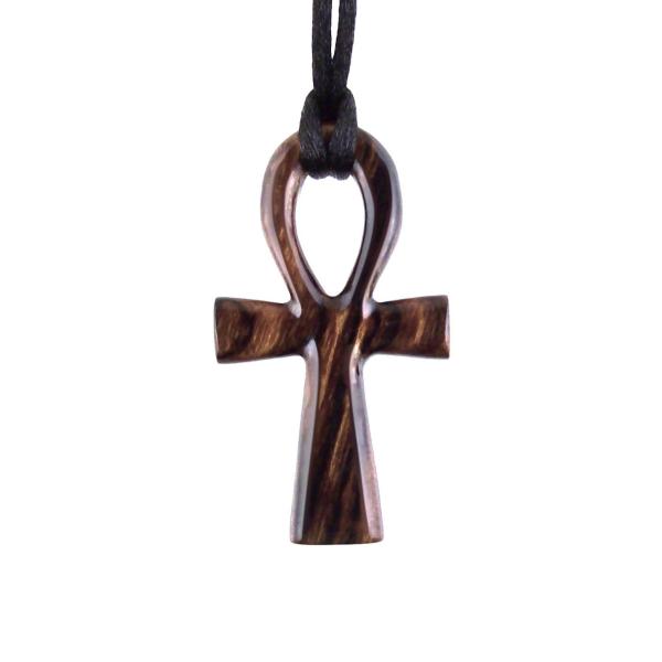 Ankh Necklace, Hand Carved Wooden Ankh Pendant for Men or Women, Egyptian Cross Necklace, Egyptian Jewelry Gift for Him Her