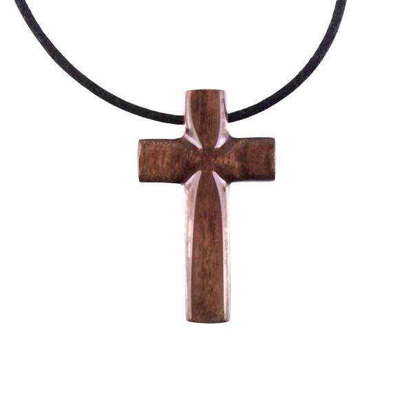 Wooden Cross Necklace, Hand Carved Cross Pendant, Mens Christian Wood Jewelry, One of a Kind Gift for Him
