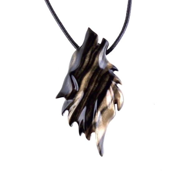 Wolf Necklace, Hand Carved Wooden Wolf Pendant for Men or Women, Spirit Animal Totem Woodland Jewelry