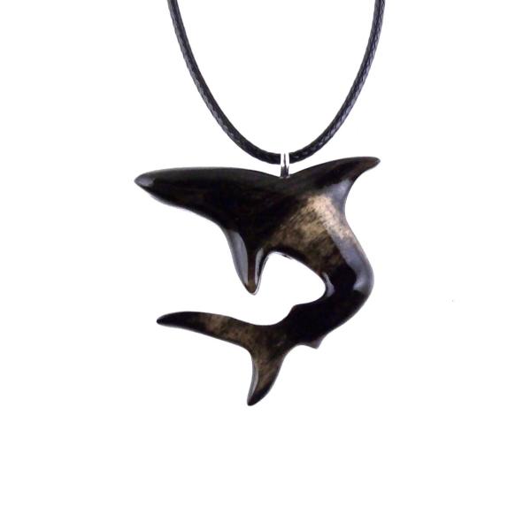 Hand Carved Shark Necklace, Wooden Shark Pendant, Mens Wood Necklace, One of a Kind Gift for Him, Nautical Jewelry