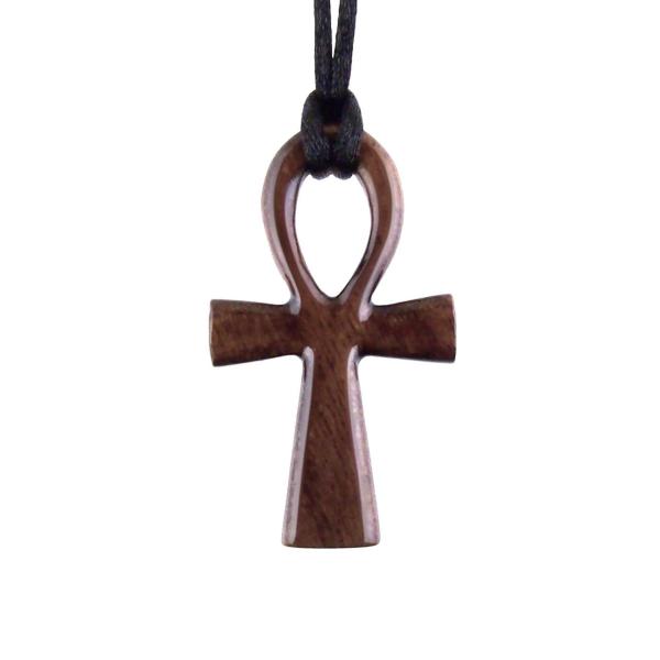 Wood Ankh Pendant, Hand Carved Egyptian Wooden Ankh Cross Necklace for Men or Women, African Jewelry Gift