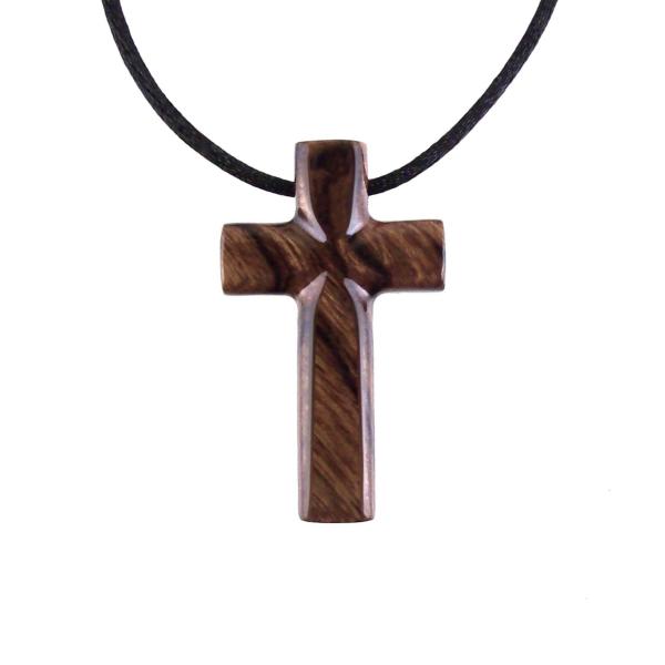 Wood Cross Necklace, Hand Carved Wooden Cross Pendant, Christian Jewelry for Men, One of a Kind Gift for Him