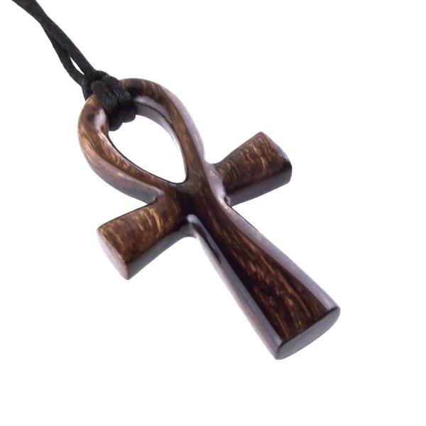 Large Ankh Pendant, Wood Egyptian Ankh Necklace, Wooden Cross Ankh Pendant, Mens African Jewelry, Gift for Him