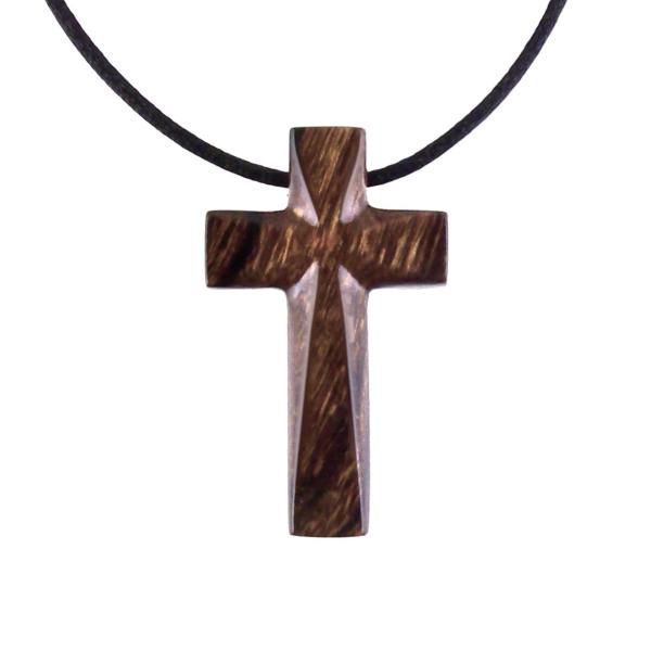 Hand Carved Wooden Cross Pendant, Mens Wood Cross Necklace, Handmade Christian Jewelry, One of a Kind Gift for Him