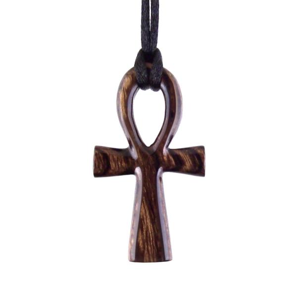 Ankh Necklace, Hand Carved Wooden Ankh Pendant for Men or Women, Egyptian Cross Necklace, Egyptian Jewelry Gift for Him Her