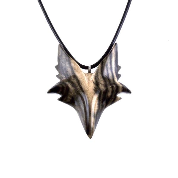 Celtic Fox Necklace, Hand Carved Wooden Fox Pendant for Men or Women, Totem Spirit Animal Gift for Him or Her, Wood Jewelry