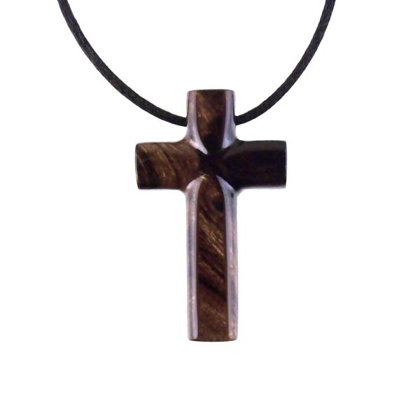 Wood Cross Necklace, Hand Carved Wooden Cross Pendant, Christian Jewelry for Men, One of a Kind Gift for Him