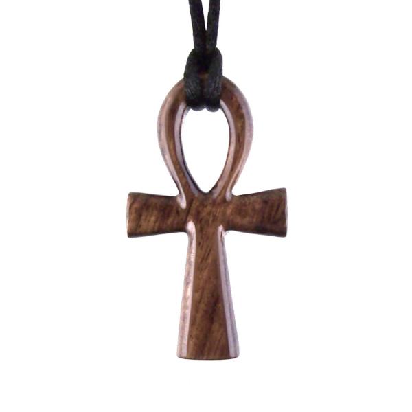 Wood Ankh Pendant, Hand Carved Egyptian Wooden Ankh Cross Necklace for Men or Women, African Jewelry Gift