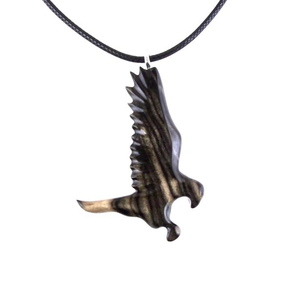 Hawk Necklace, Hand Carved Wooden Hawk Pendant for Men or Women, Wood Falcon Pendant, Totem Bird Jewelry