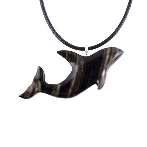 Hand Carved Orca Pendant, Wooden Killer Whale Necklace for Men or Women, Sea Animal, Nautical Beach Wood Jewelry