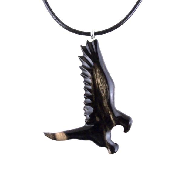 Hawk Necklace, Hand Carved Wooden Hawk Pendant for Men or Women, Wood Falcon Pendant, Totem Bird Jewelry