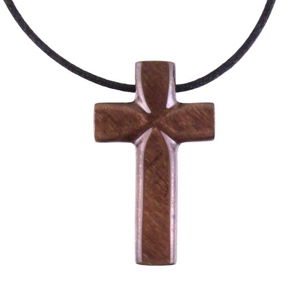 Wooden Cross Necklace, Hand Carved Cross Pendant, Mens Christian Wood Jewelry, One of a Kind Gift for Him