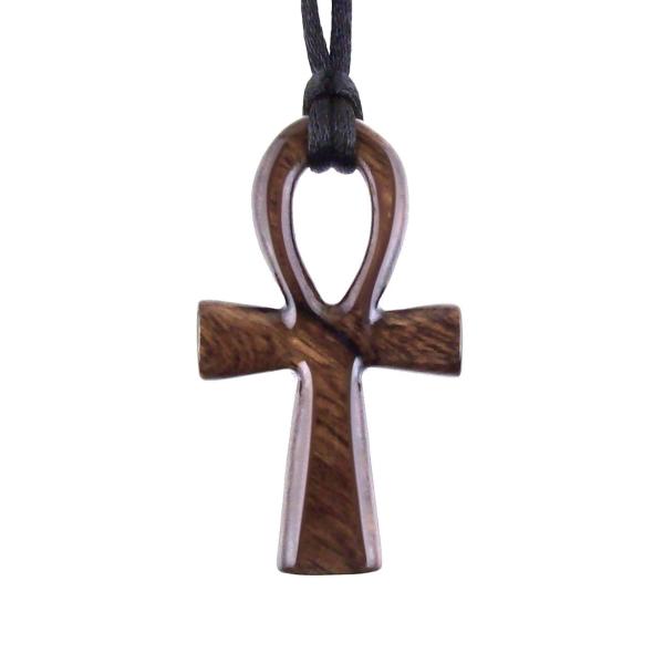 Ankh Necklace, Hand Carved Wooden Ankh Pendant for Men or Women, Egyptian Cross Necklace, Egyptian Jewelry Gift for Him Her