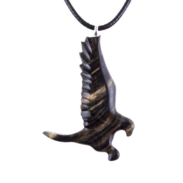 Hawk Necklace, Hand Carved Wooden Hawk Pendant for Men or Women, Wood Falcon Pendant, Totem Bird Jewelry